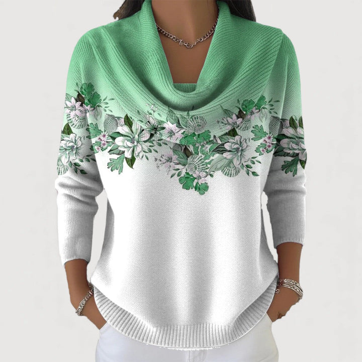 ALORA – Floral Cowl Neck Sweater