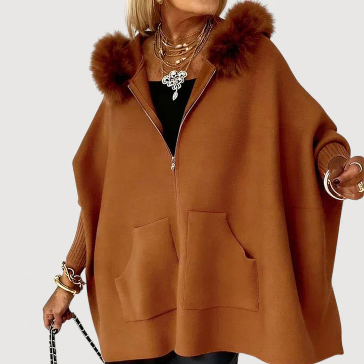 JENNA – CAPE COAT WITH HOOD