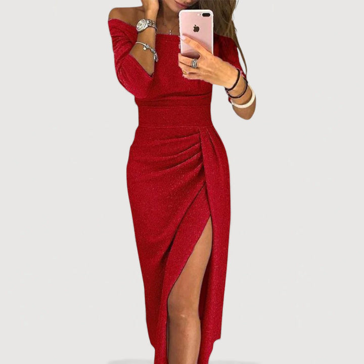 LERAYA – OFF-SHOULDER MIDI GOWN