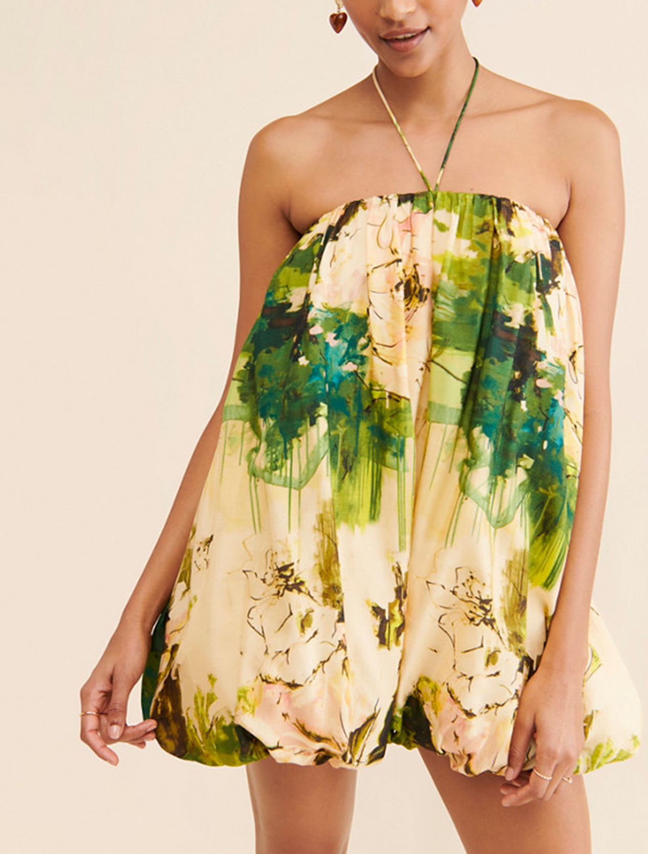 Mini Halter Dress in Bubble Green