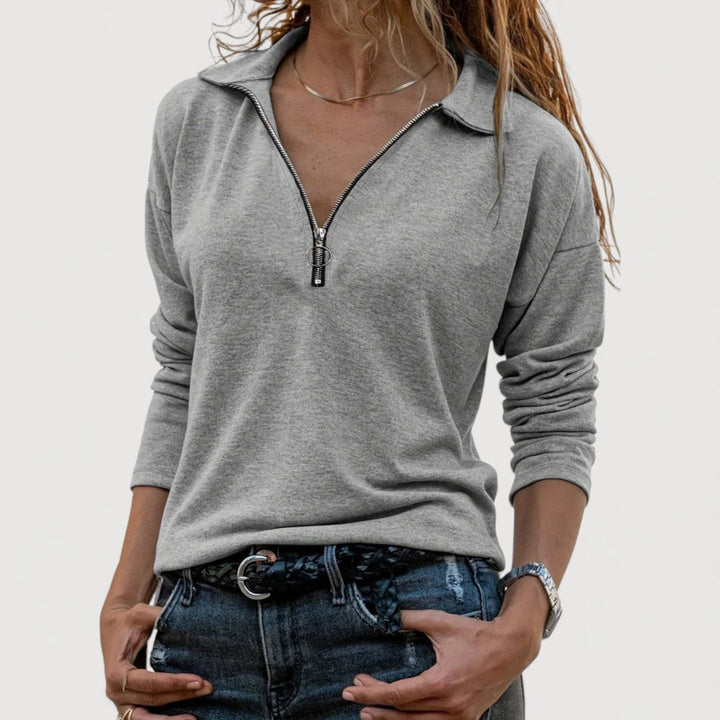 MAUREEN – ZIP-Front Collar Blouse