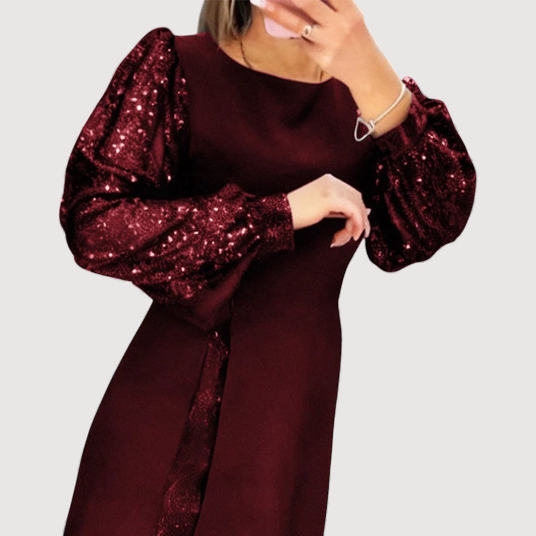 JESSICA – DRESS WITH SEQUIN EMBELLISHED SLEEVES