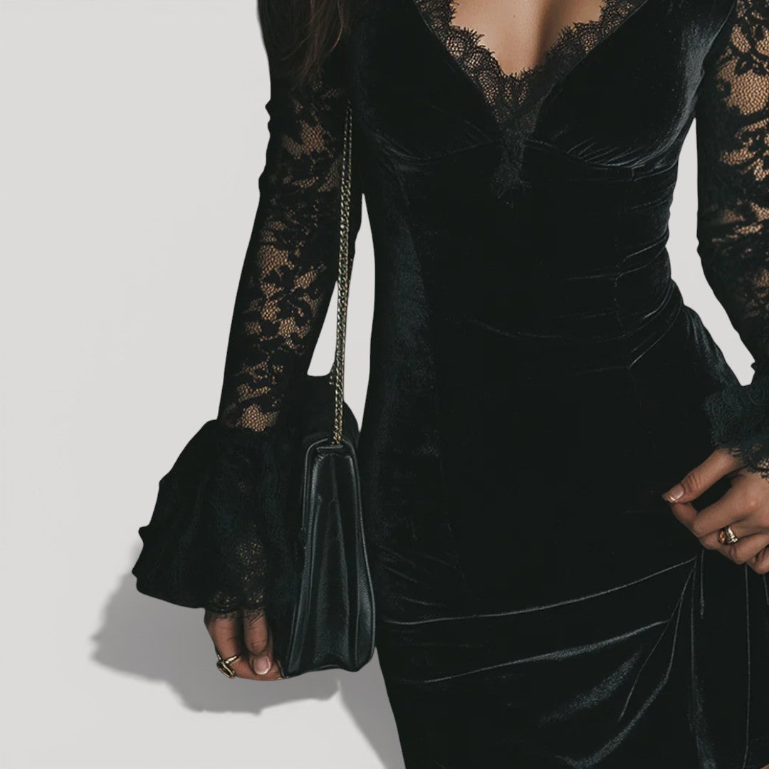 RAVEN – Velvet Lace Dress