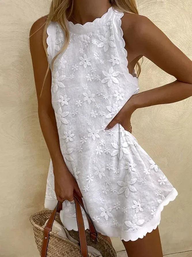 Casual Sleeveless Lace Mini Dress