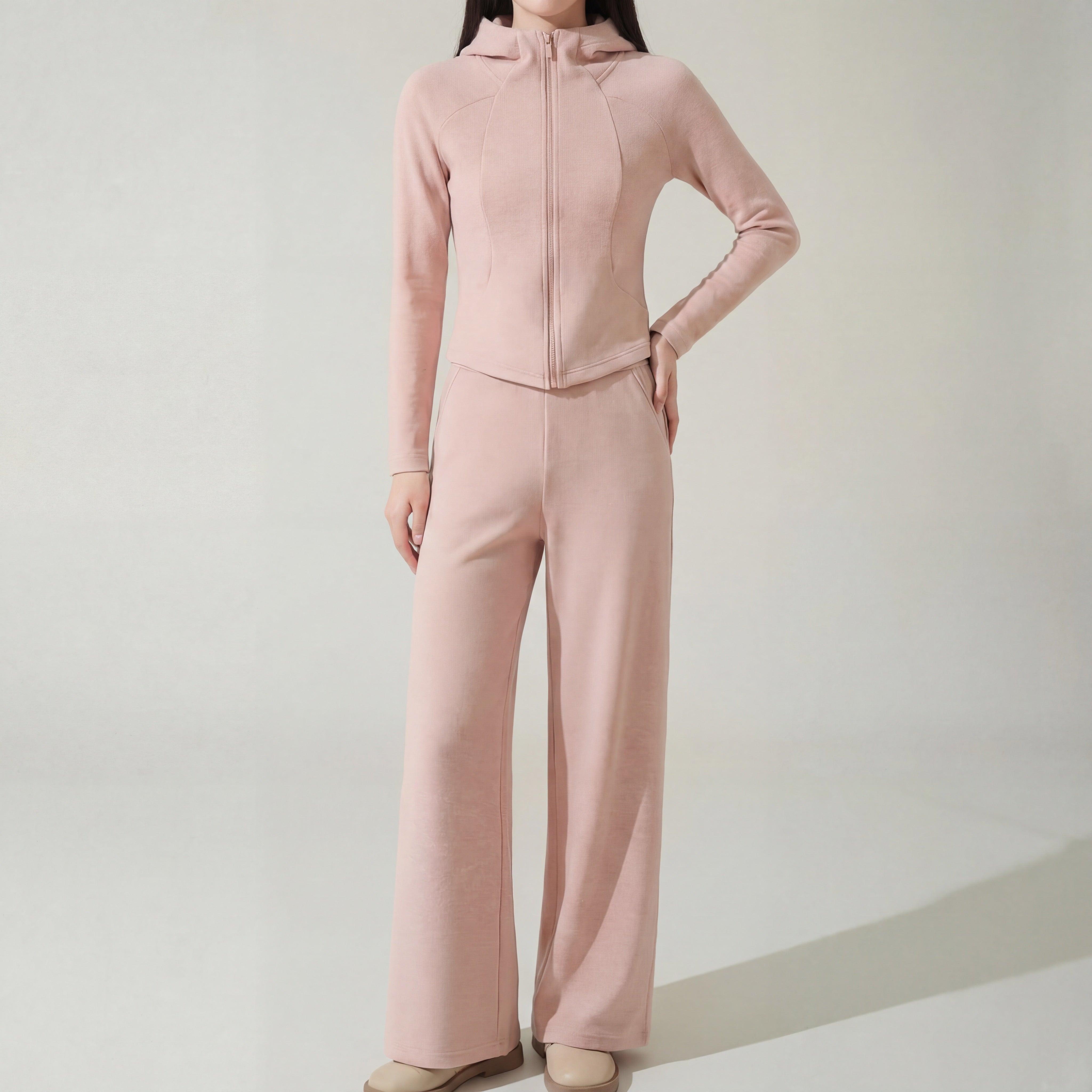 Brushed Knit Zip Hoodie & Pant Set