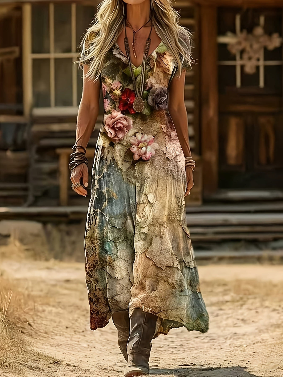 Brianna | Sleeveless Boho Print Dress