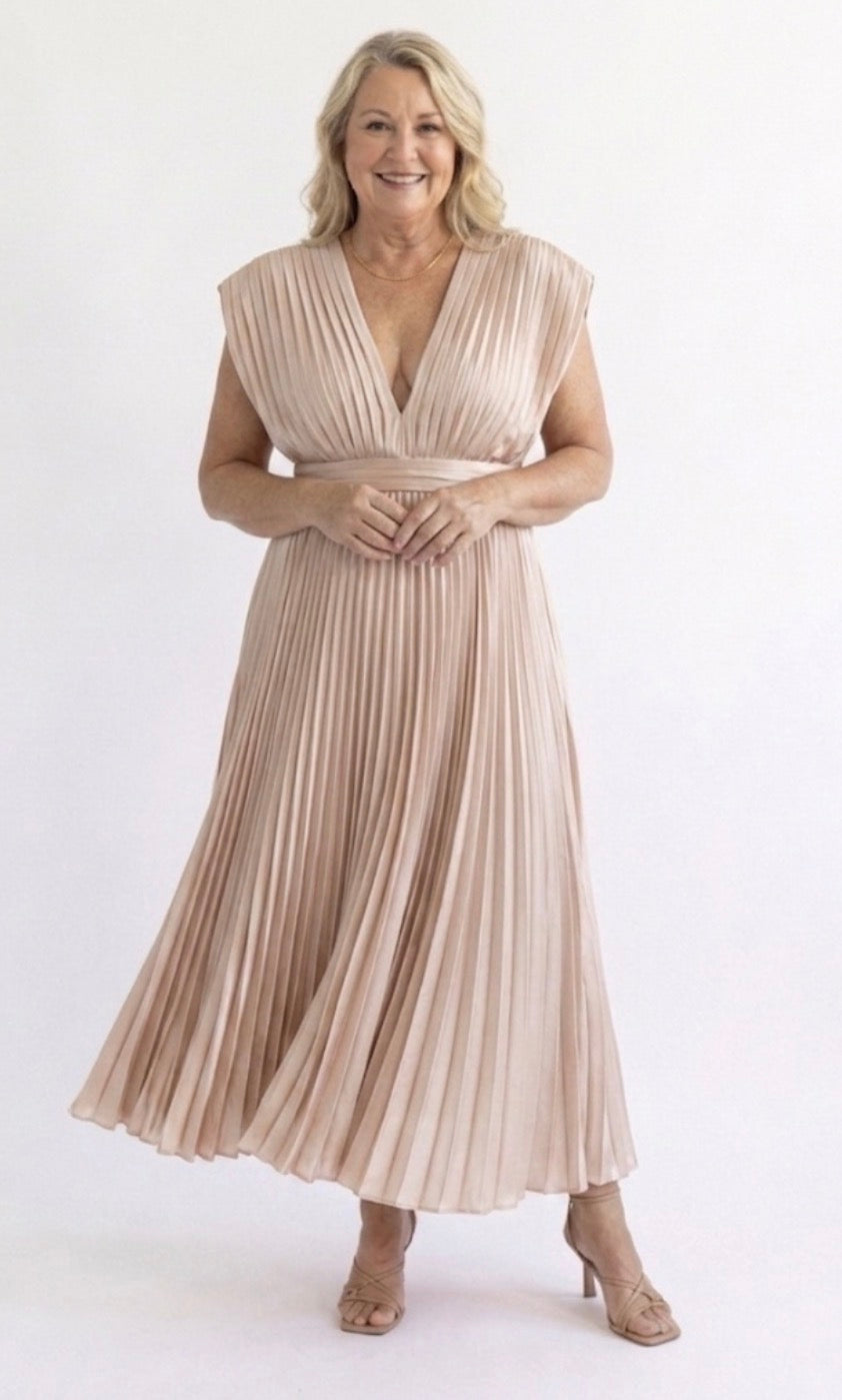 Hayes & Tate™  | Timeless Pleated Midi Dress