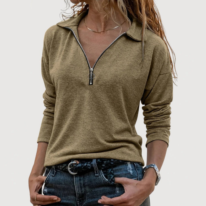 MAUREEN – ZIP-Front Collar Blouse