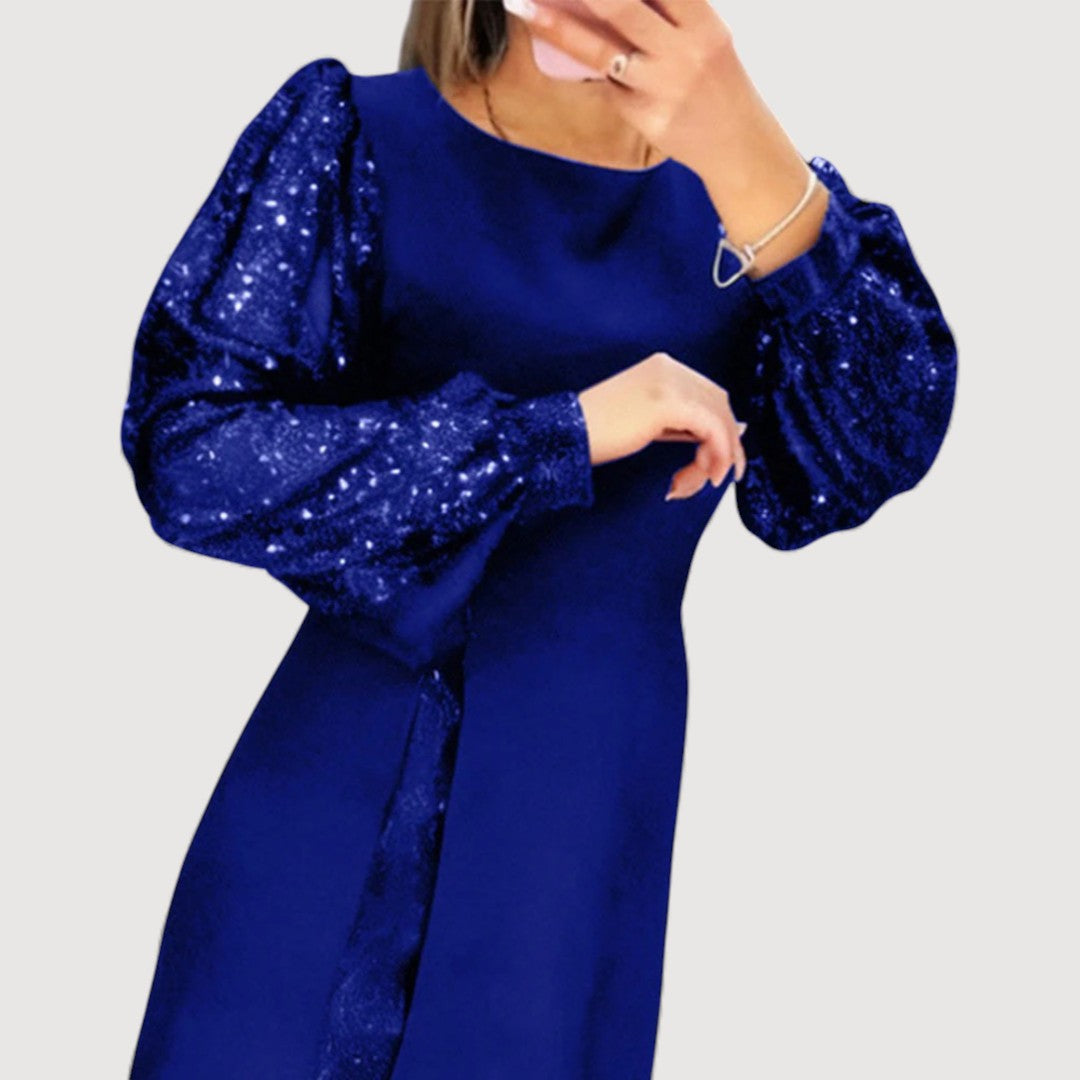 JESSICA – DRESS WITH SEQUIN EMBELLISHED SLEEVES