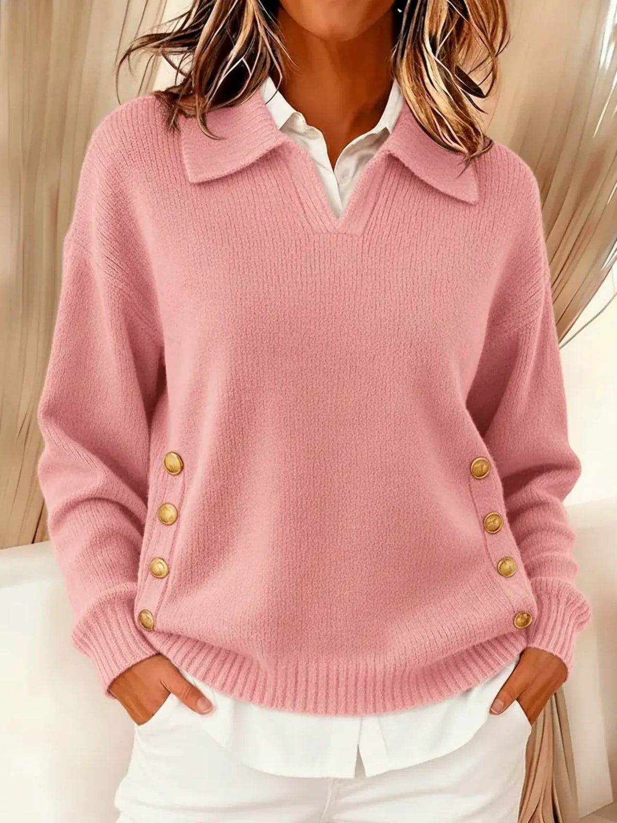 Lila | V-Neck Sweater with Collar
