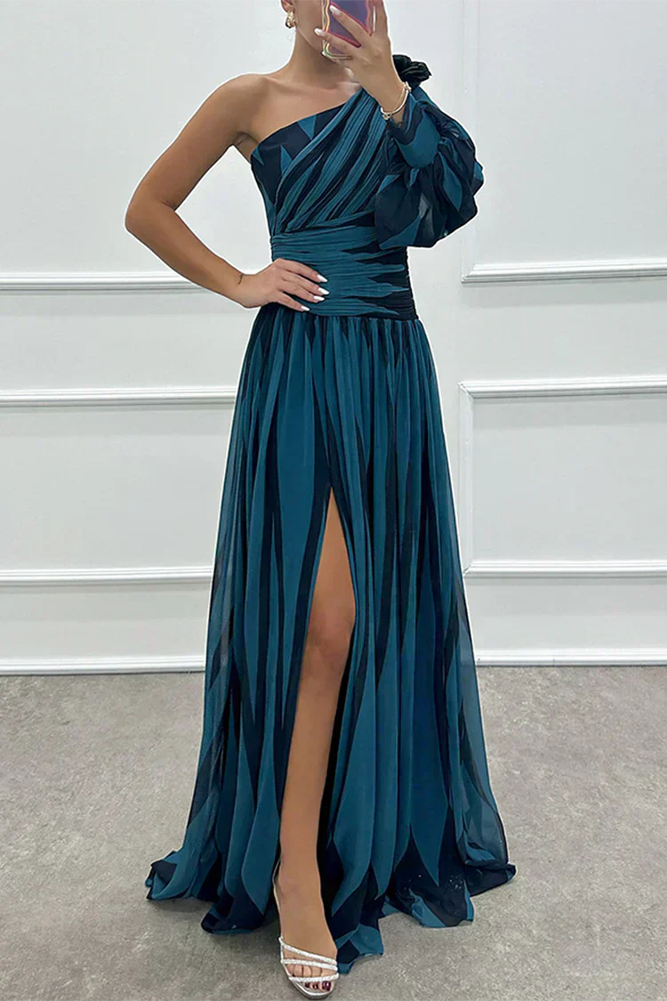 Hayes & Tate™ | Elegant Striped Maxi Dress with One Shoulder
