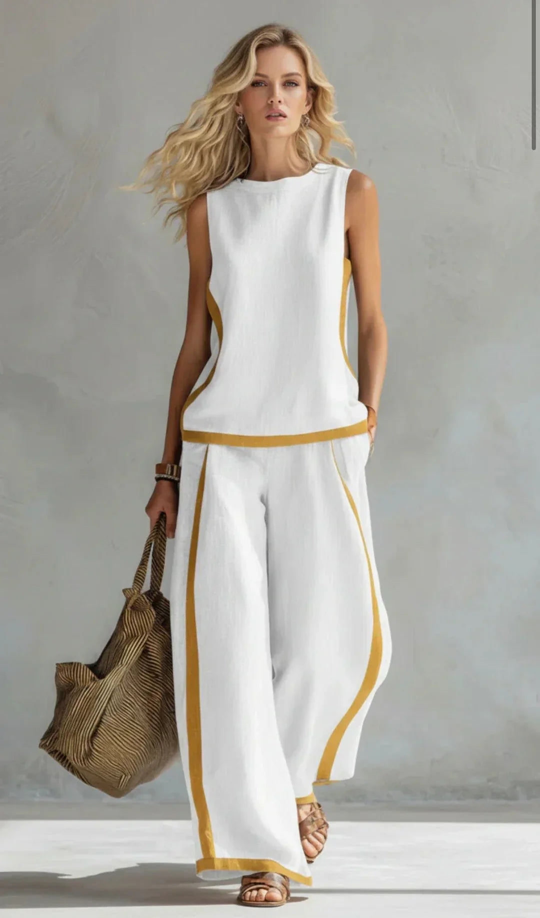 Ursula - Elegant and Casual Set of Vest and Trousers with Bicolor Finishes