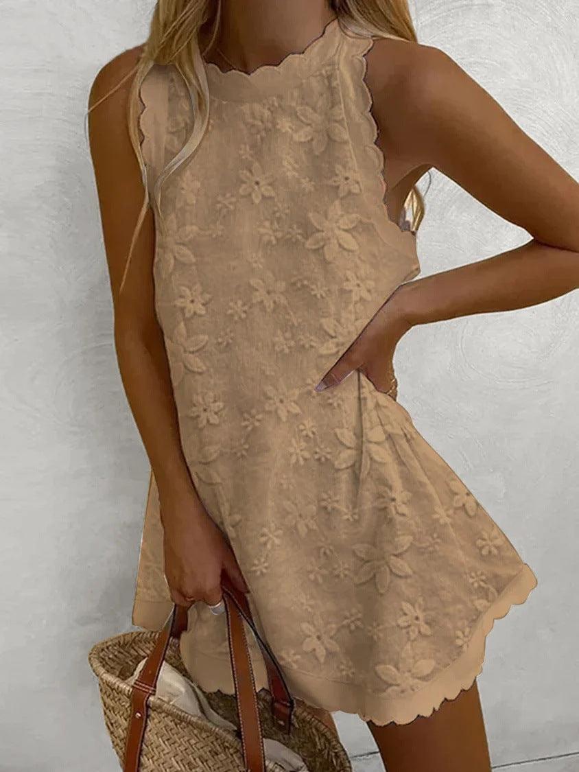 Casual Sleeveless Lace Mini Dress