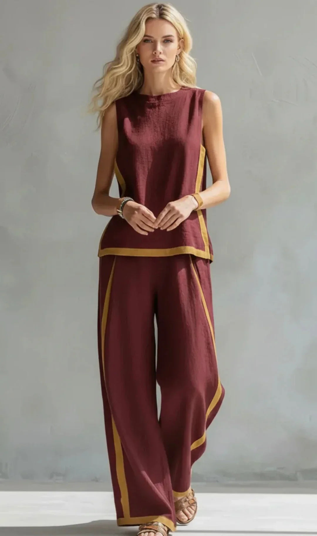 Ursula - Elegant and Casual Set of Vest and Trousers with Bicolor Finishes