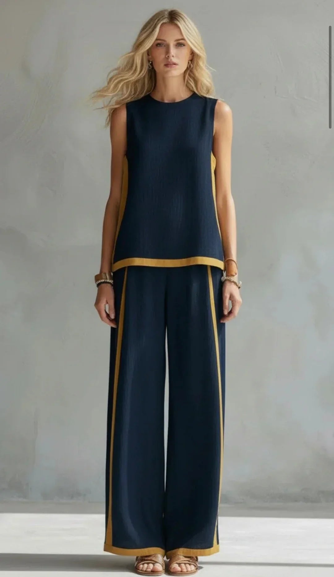 Ursula - Elegant and Casual Set of Vest and Trousers with Bicolor Finishes