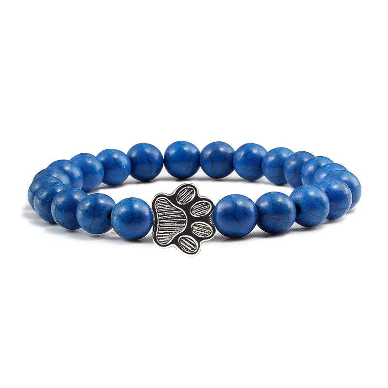 Beaded Paw Bracelet – Natural Stone Design