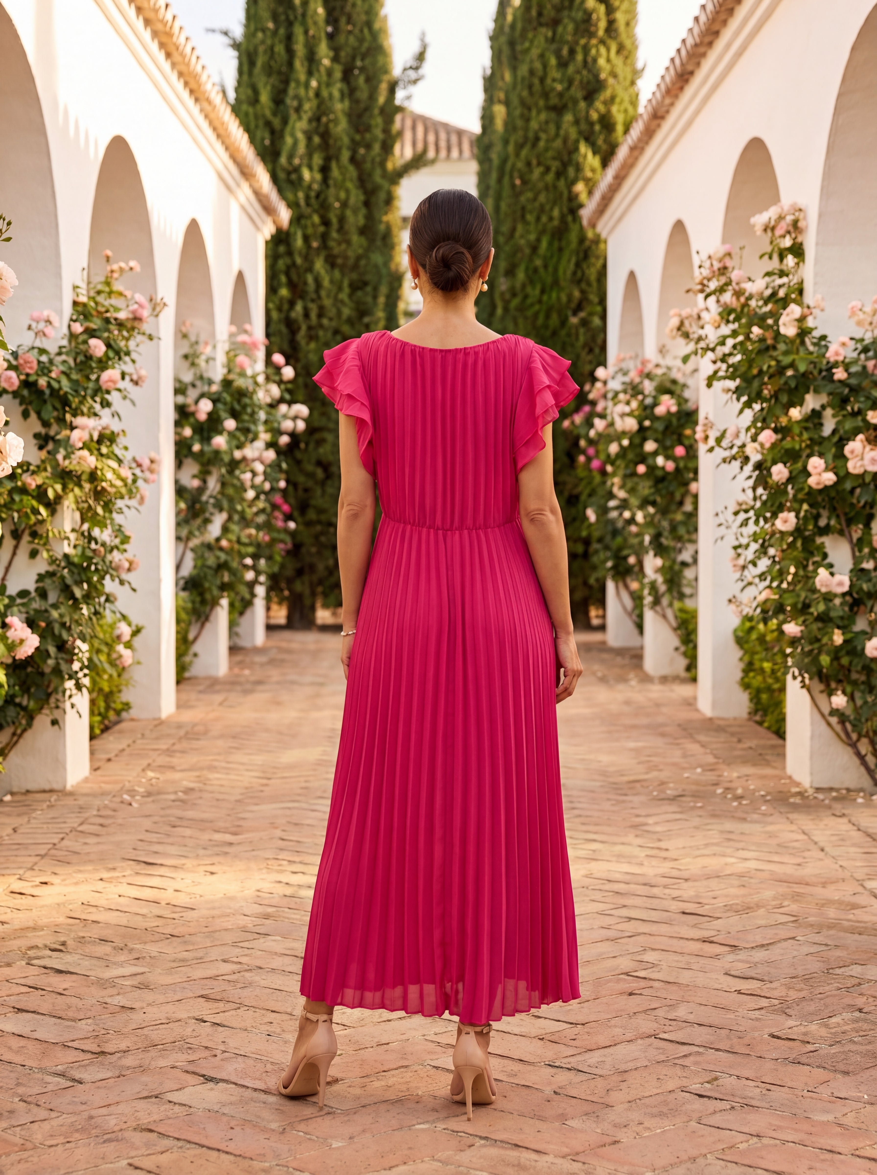 Isadora | Elegant Pleated Maxi Dress with Tied Waist