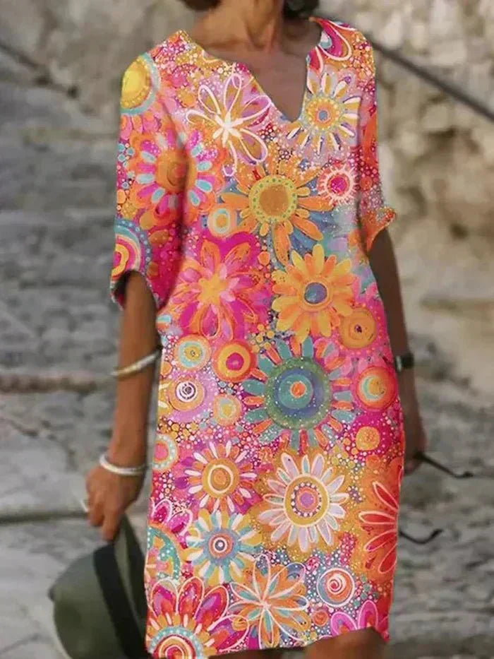 Annie | Vibrant Floral Midi Dress