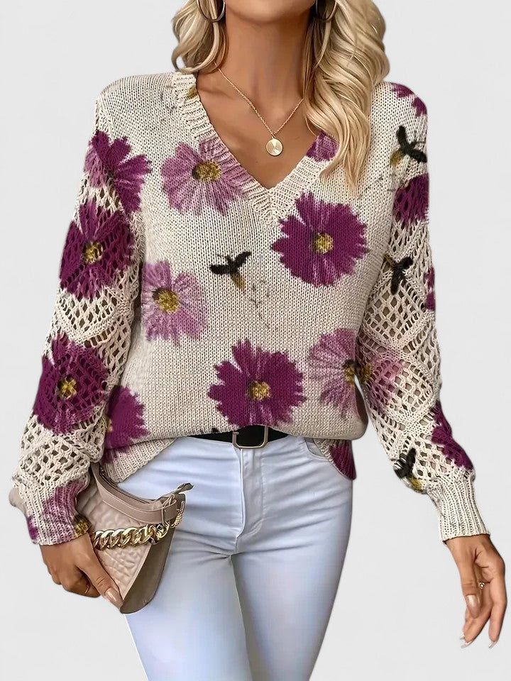 Kathleen | Floral Openwork Sweater