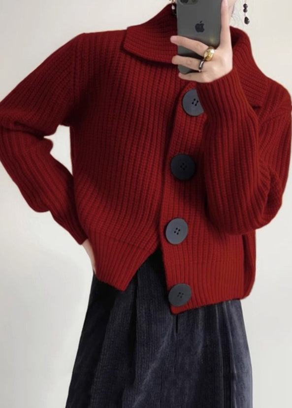 Blythe | Orange Peter Pan Collar Button-Down Cardigan