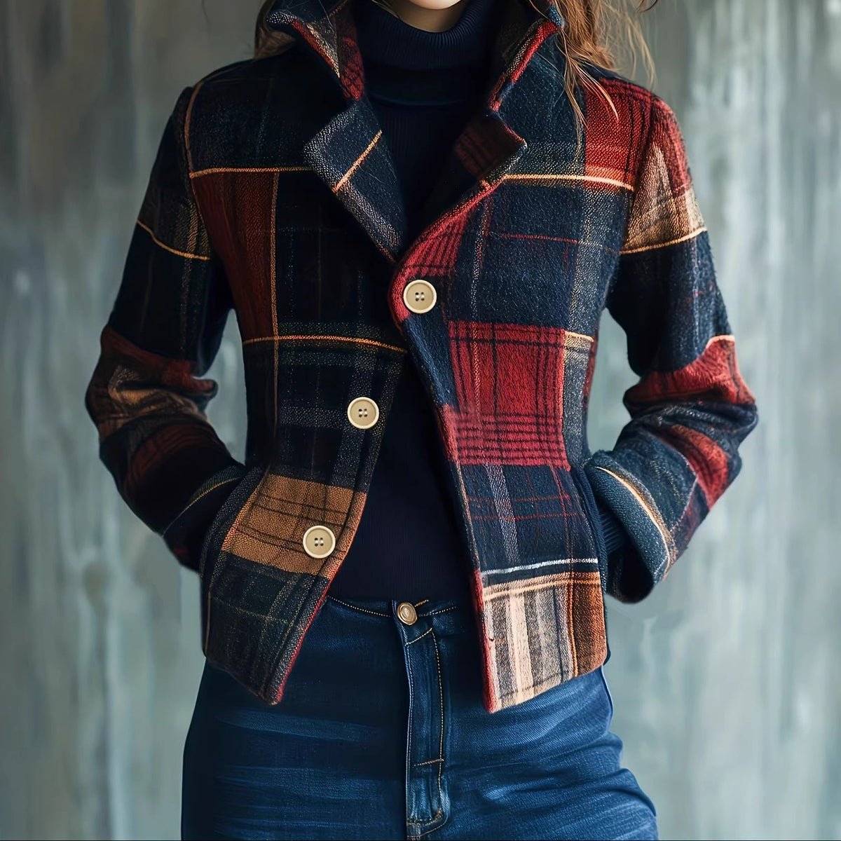 Piper | Classic Plaid Short Blazer Jacket