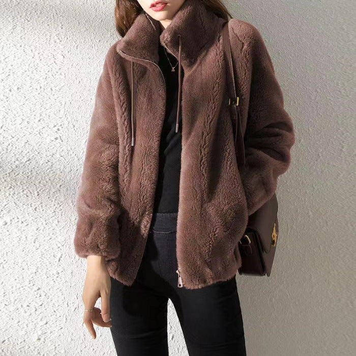 Willow | Plush Fleece Zip-Up Jacket with Stand Collar