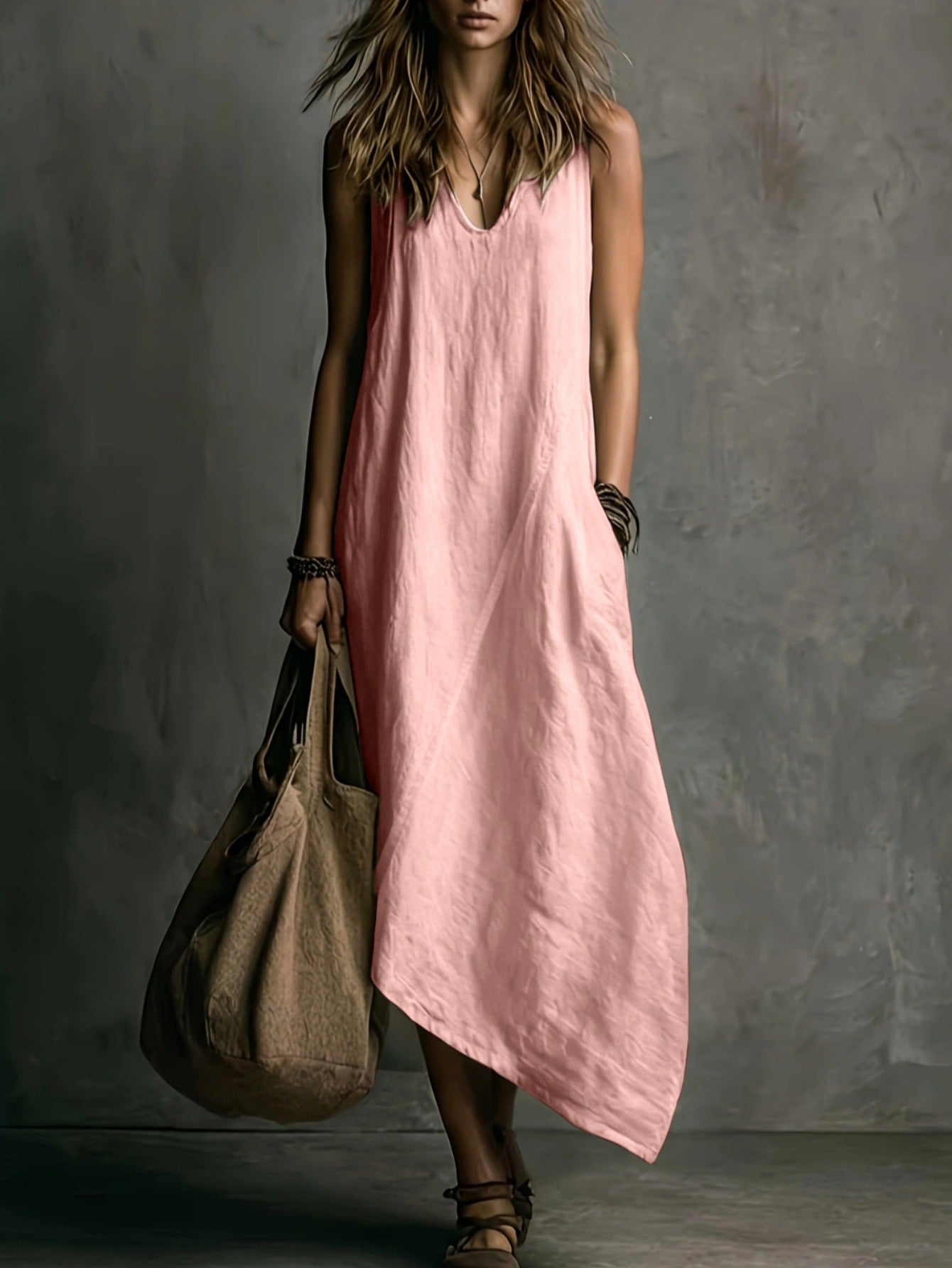 Amara Brown & Khaki Maxi Dress