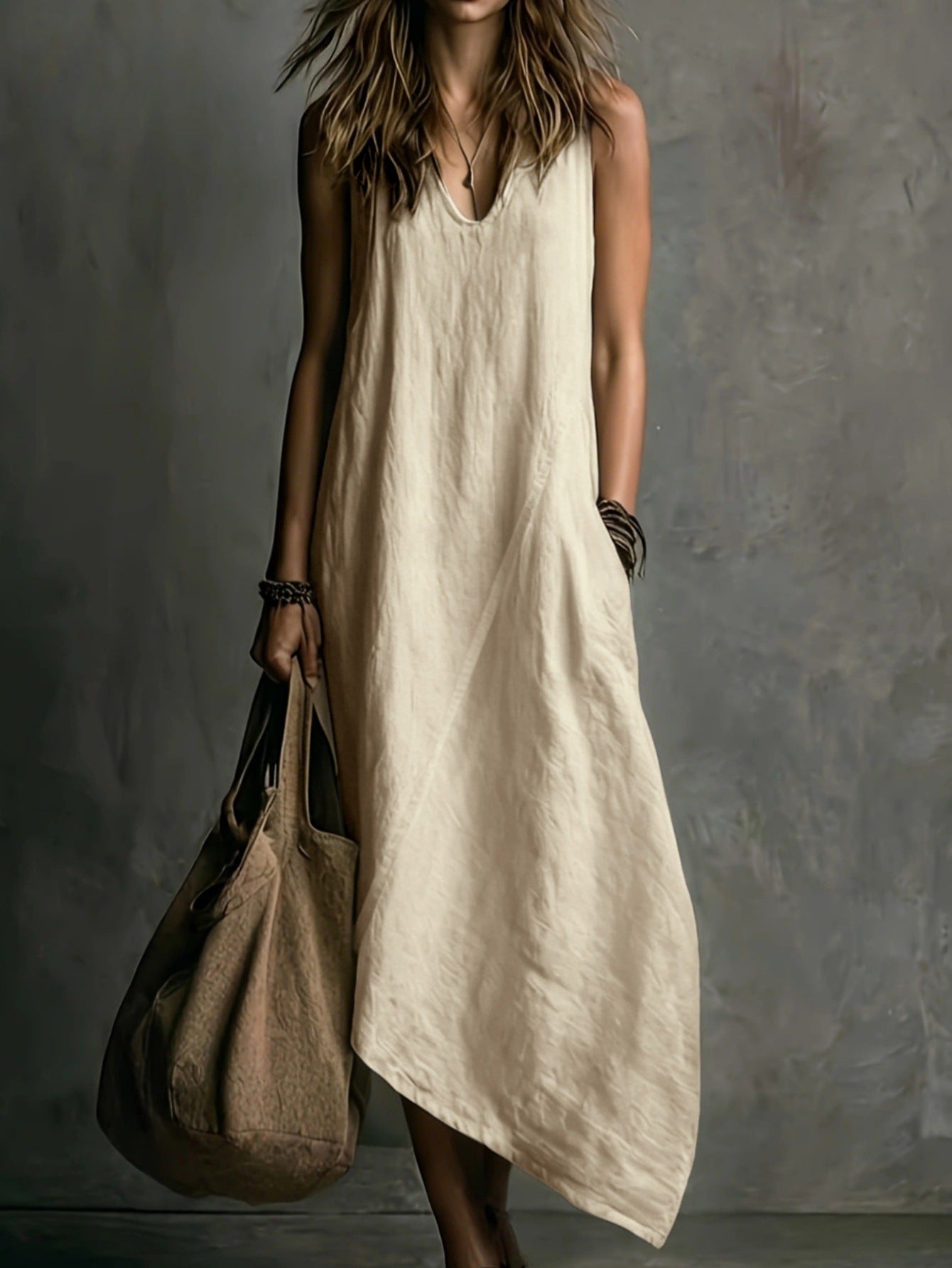 Amara Brown & Khaki Maxi Dress