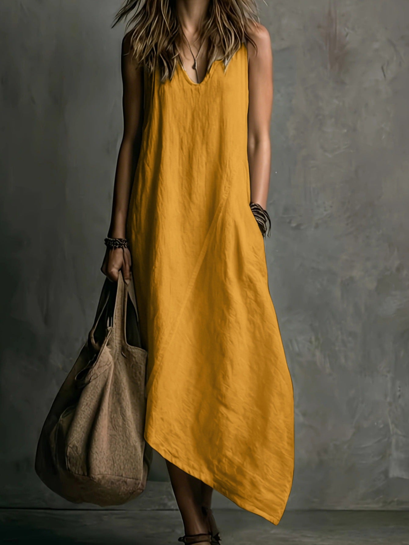 Amara Brown & Khaki Maxi Dress