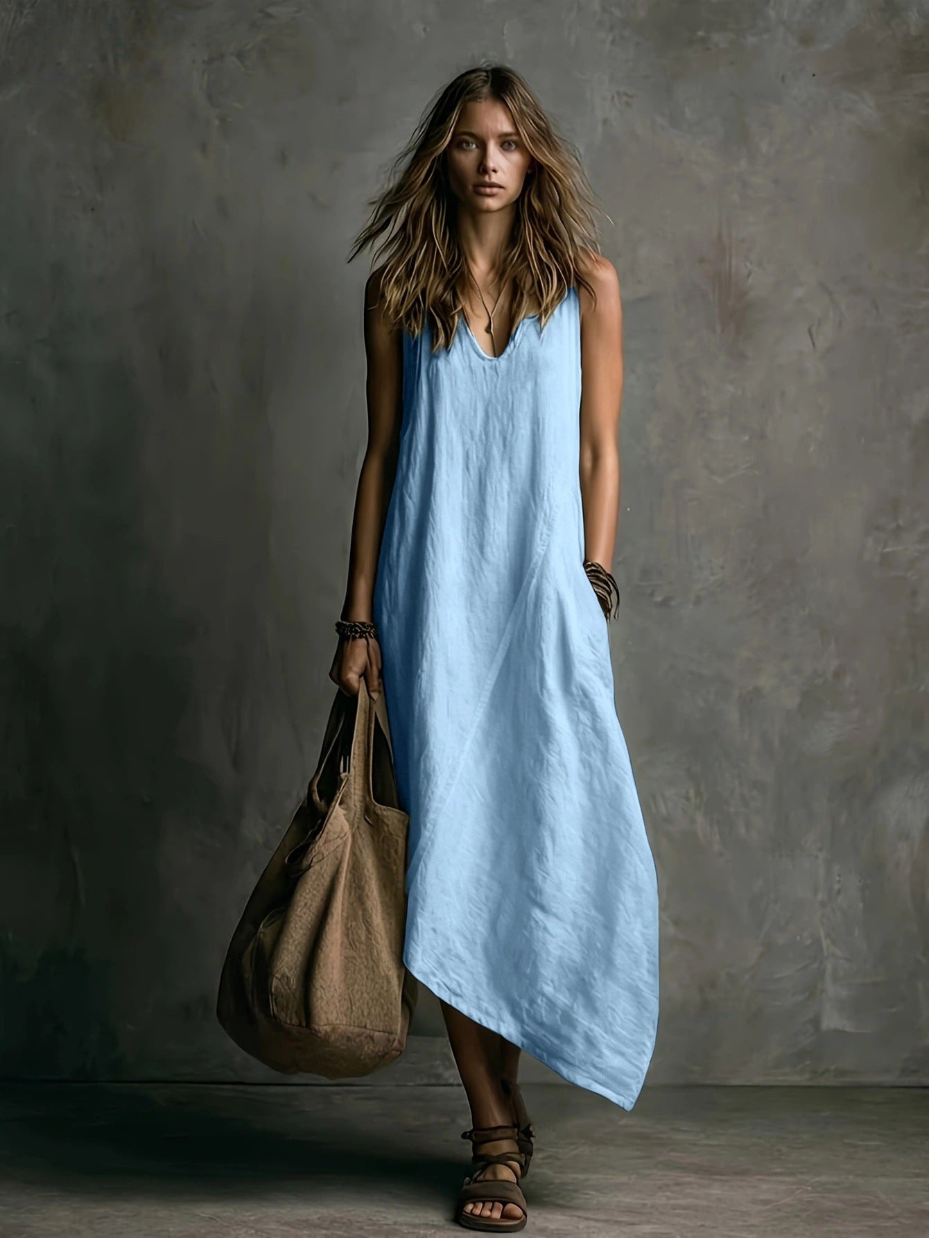 Amara Brown & Khaki Maxi Dress