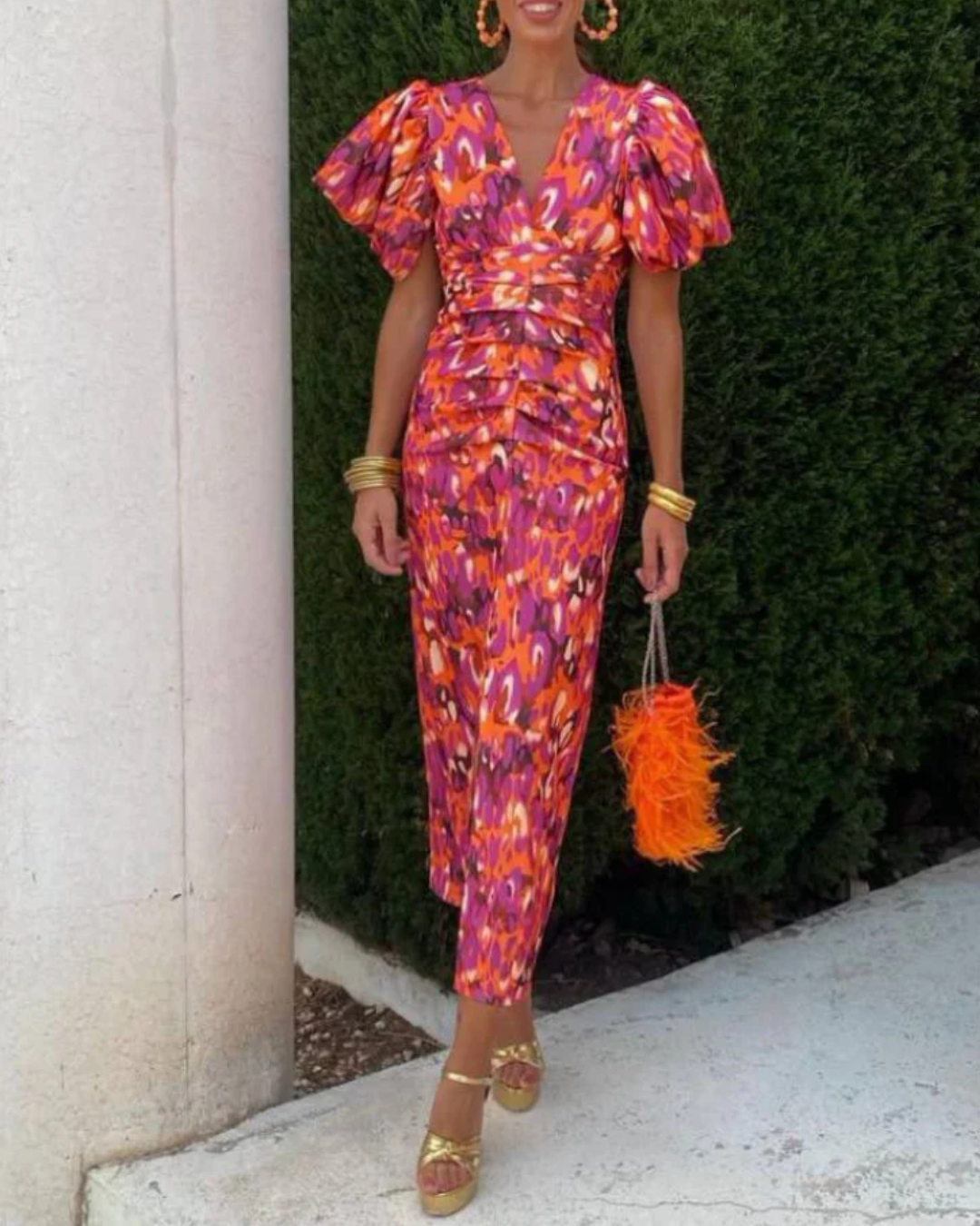 Hayes & Tate™  | Vivid Pleated Midi Dress