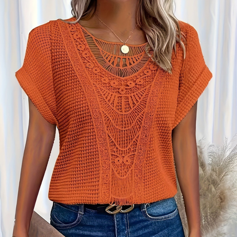P|H - Crochet Trim Waffle Knit Top Sharon