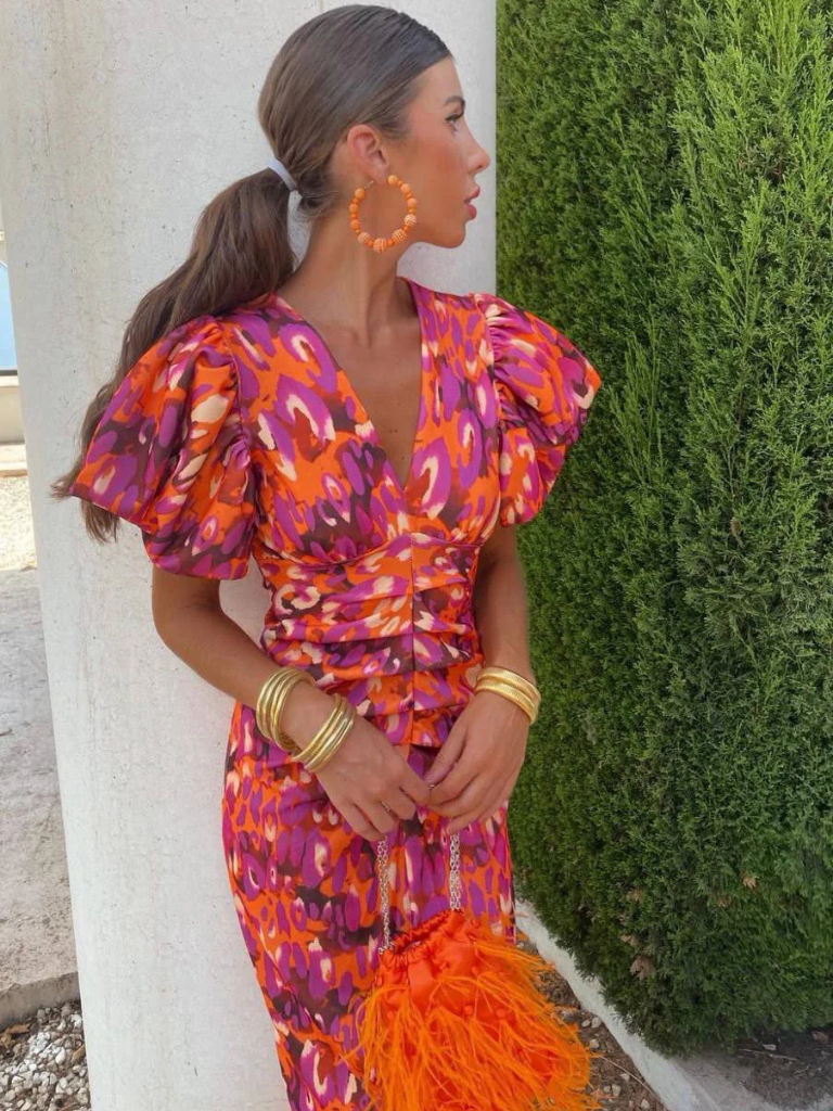 Hayes & Tate™  | Vivid Pleated Midi Dress
