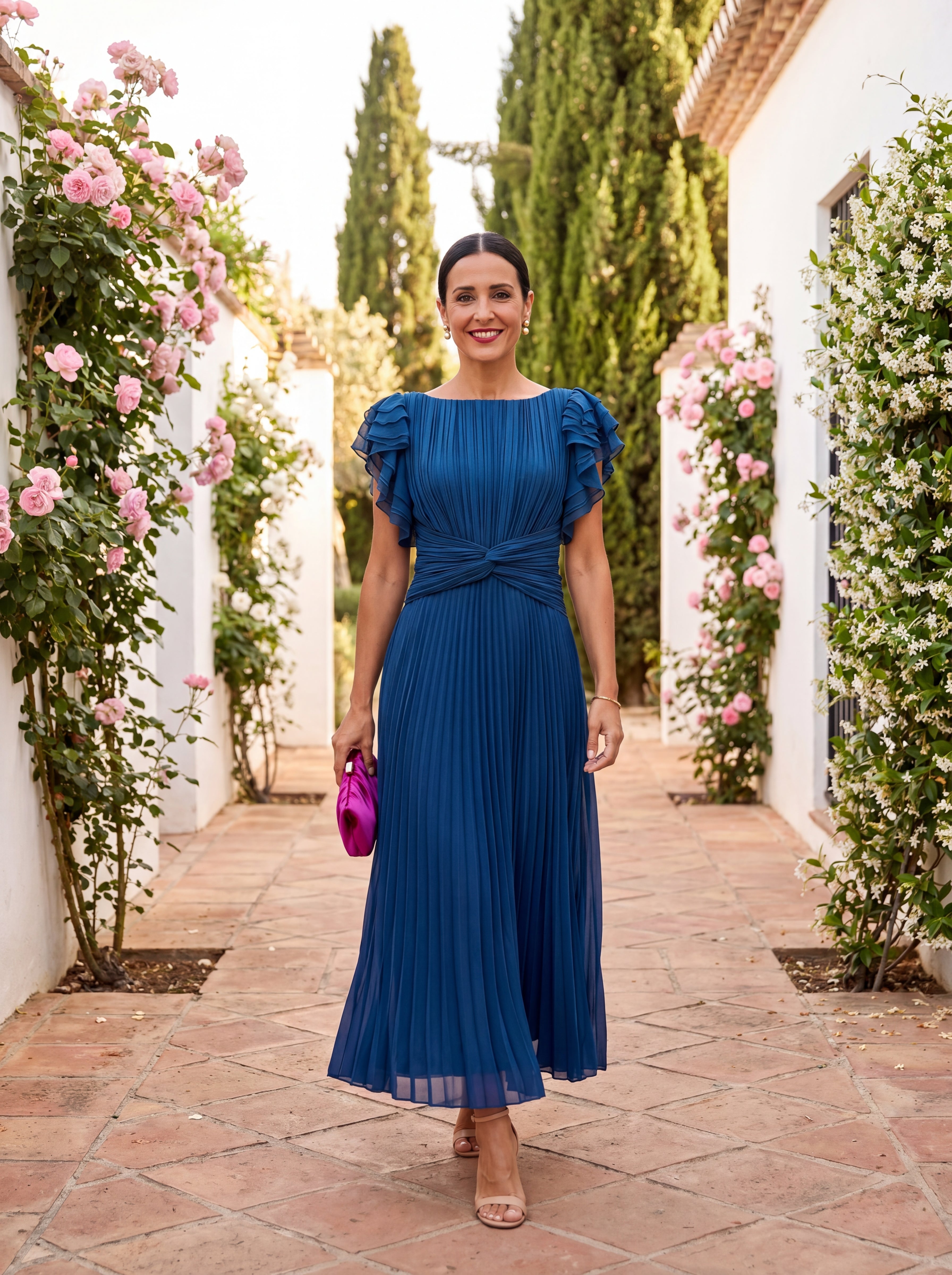 Isadora | Elegant Pleated Maxi Dress with Tied Waist
