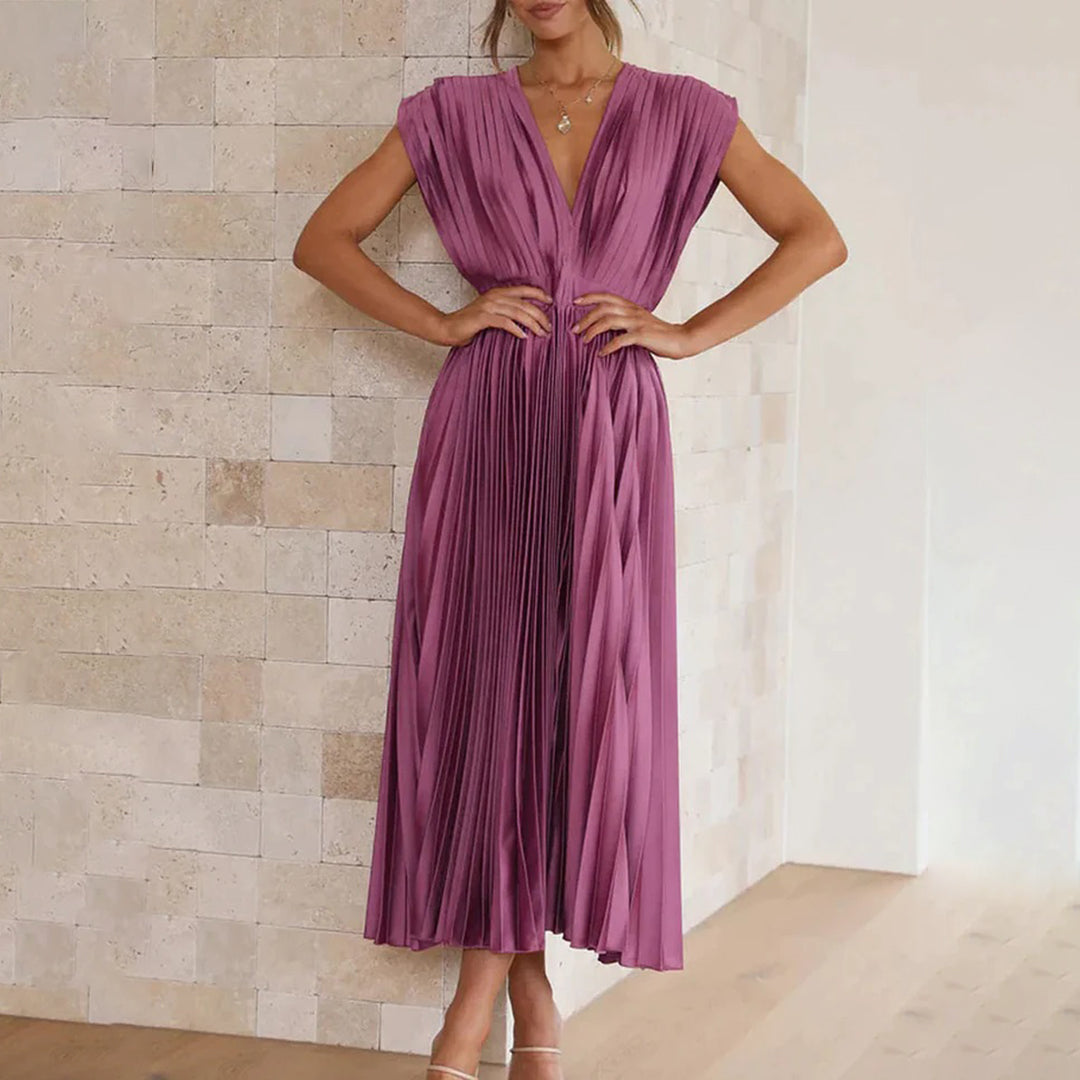 Hayes & Tate™  | Timeless Pleated Midi Dress