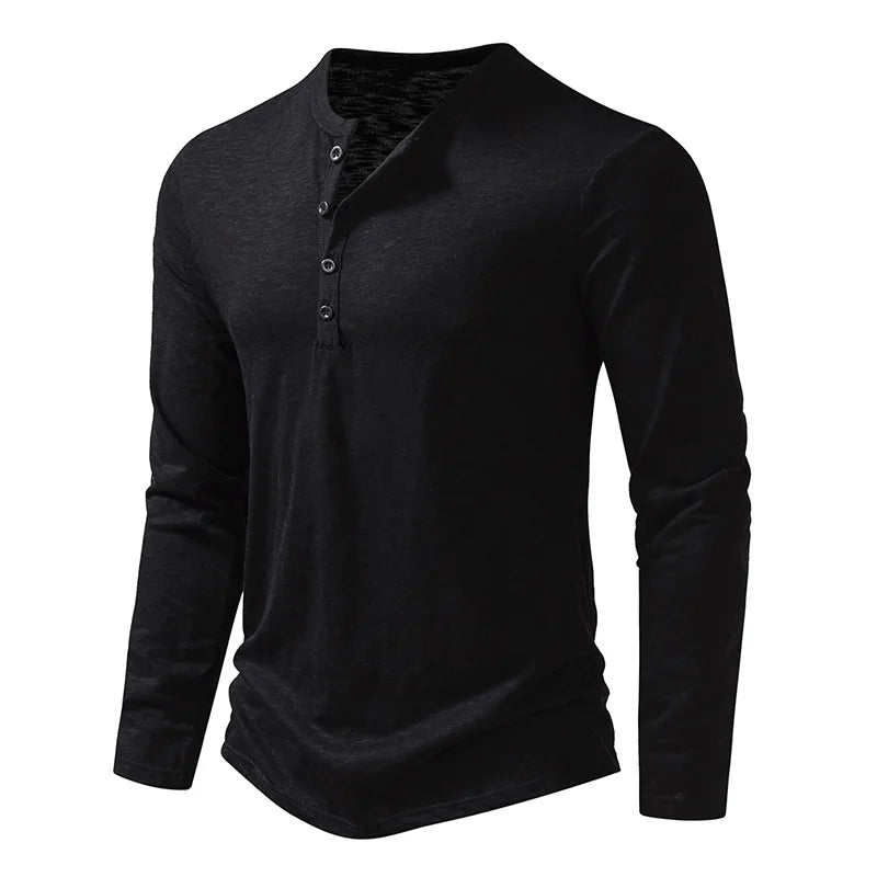 Enzo Cotton Long Sleeve Henley