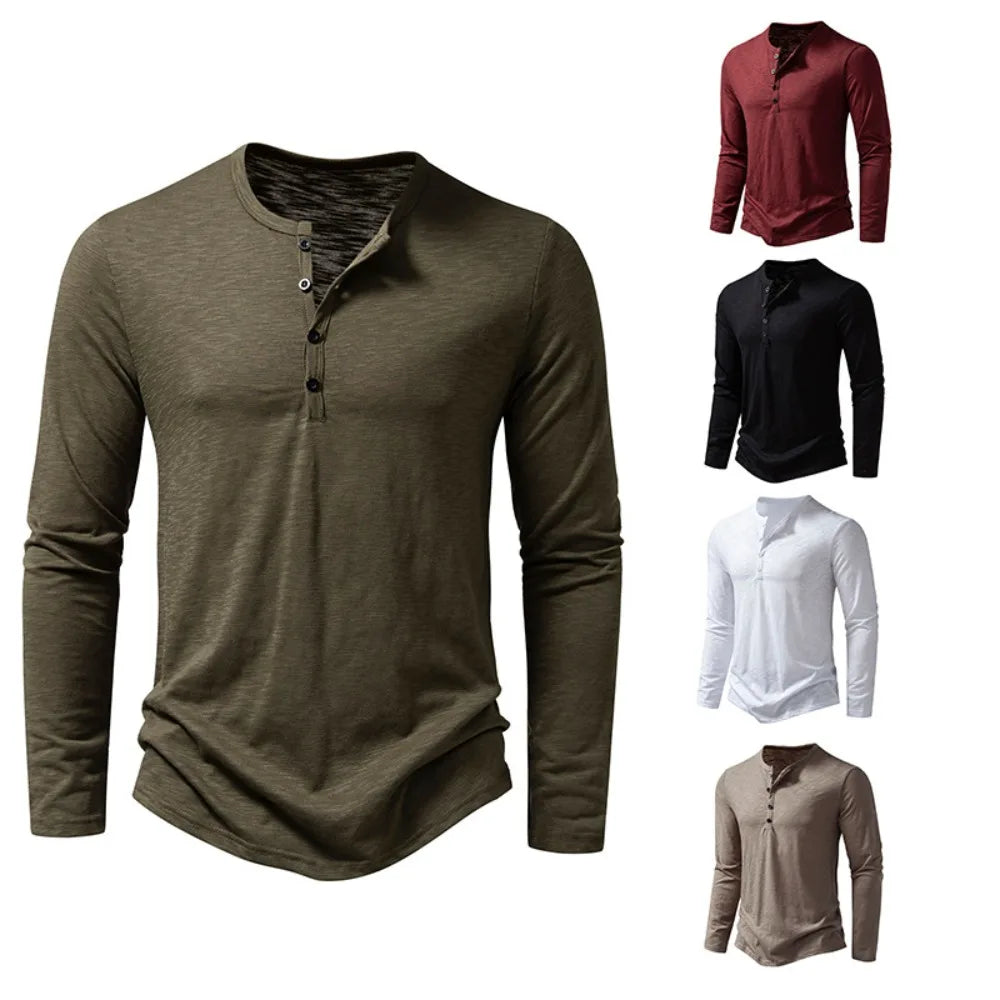 Enzo Cotton Long Sleeve Henley