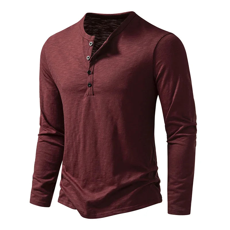 Enzo Cotton Long Sleeve Henley