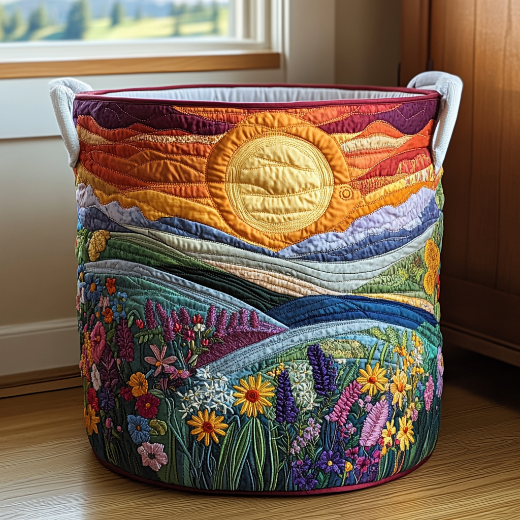 Bright Meadow | Quilted Storage Basket