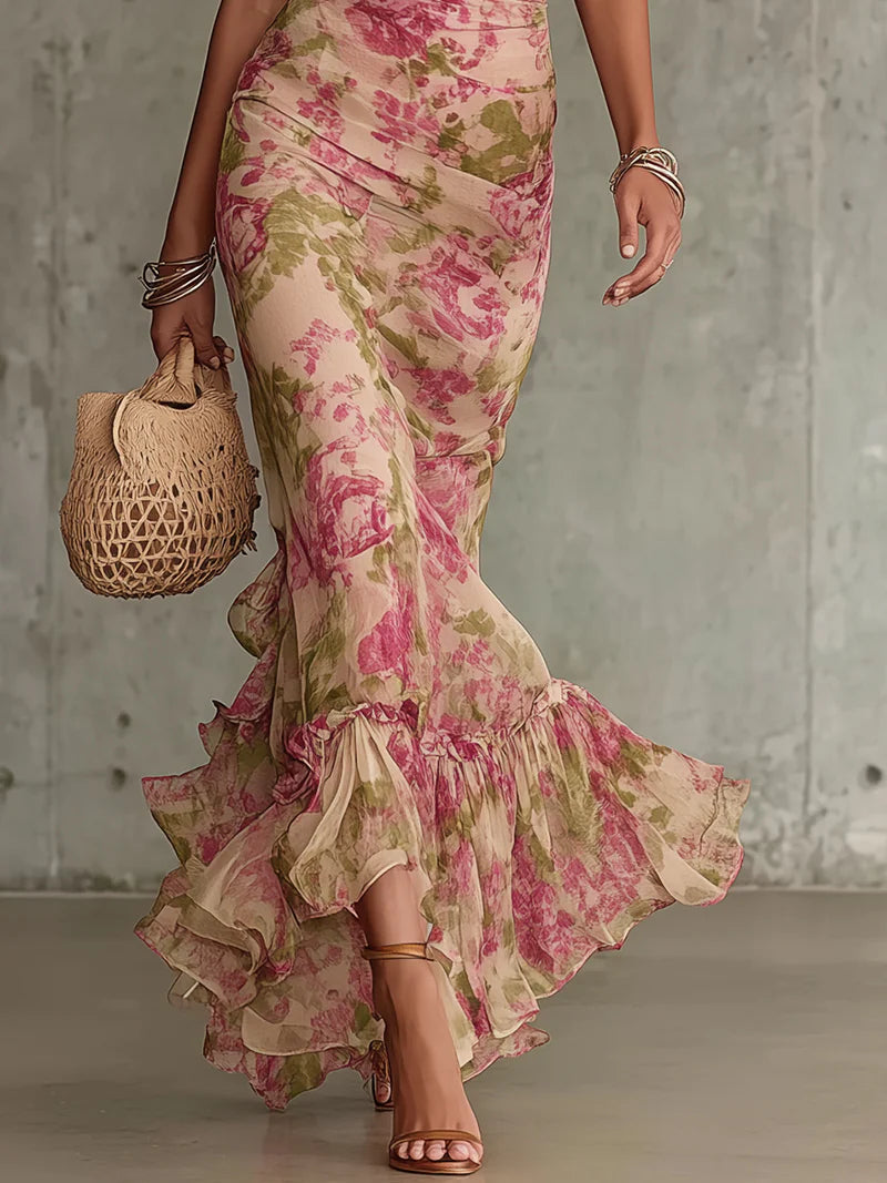 Rosalie™ | Vintage Rose Print Maxi Dress