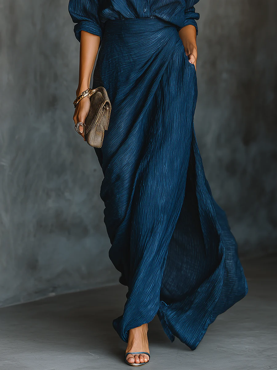 Adeline Dark Blue Maxi Dress