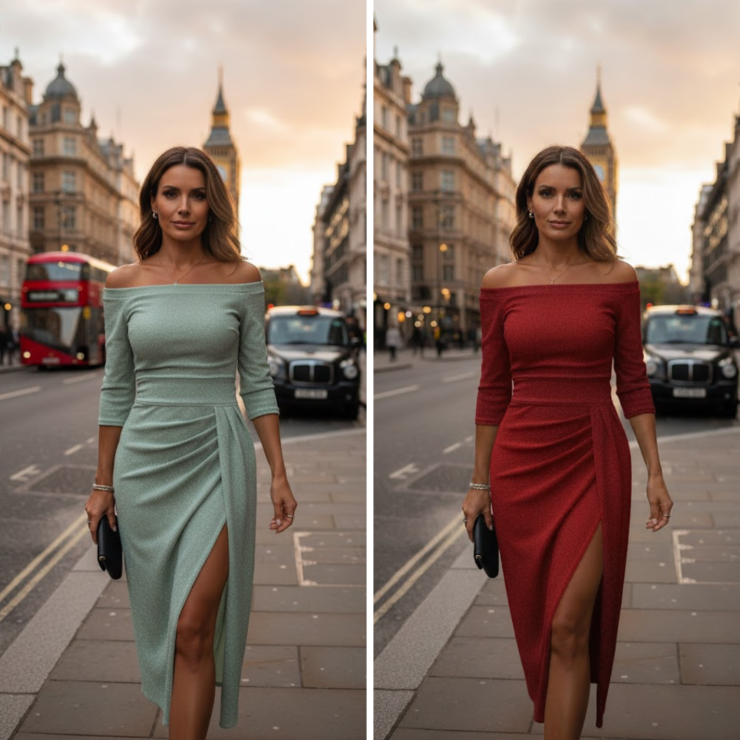 LERAYA – OFF-SHOULDER MIDI GOWN