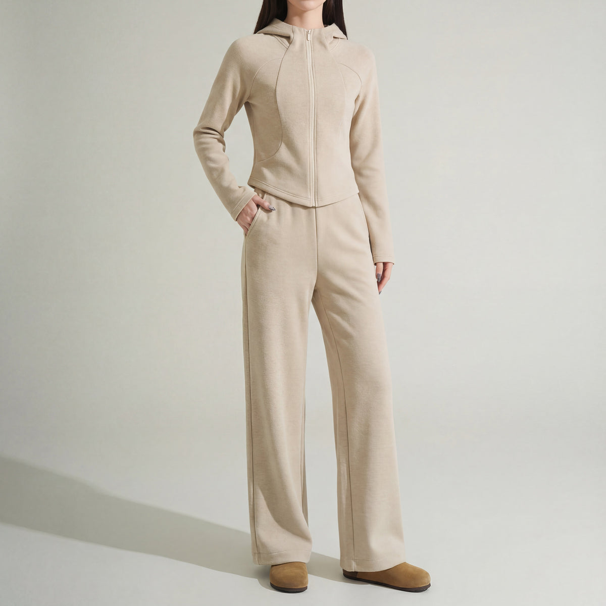 Brushed Knit Zip Hoodie & Pant Set