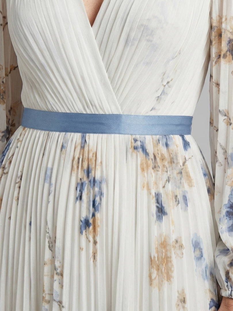 Hayes & Tate™  | Long Sleeve V Neck Floral Maxi Dress