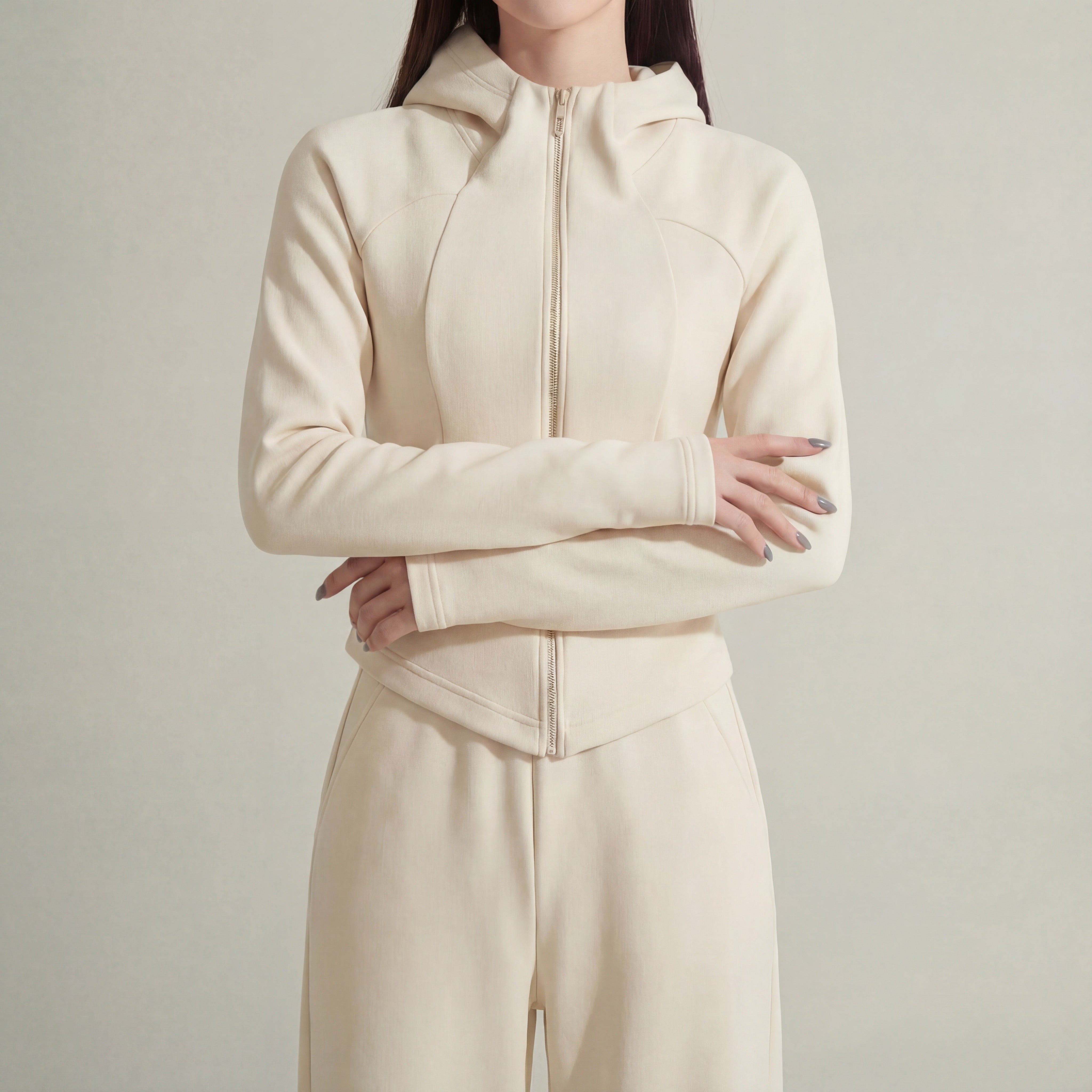Brushed Knit Zip Hoodie & Pant Set
