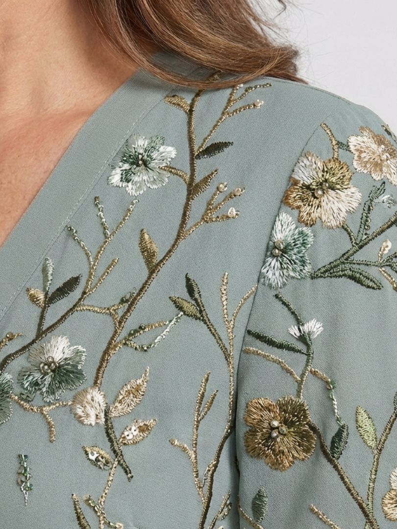 Hayes & Tate™  | Floral V Neck Short Sleeve Maxi Dress