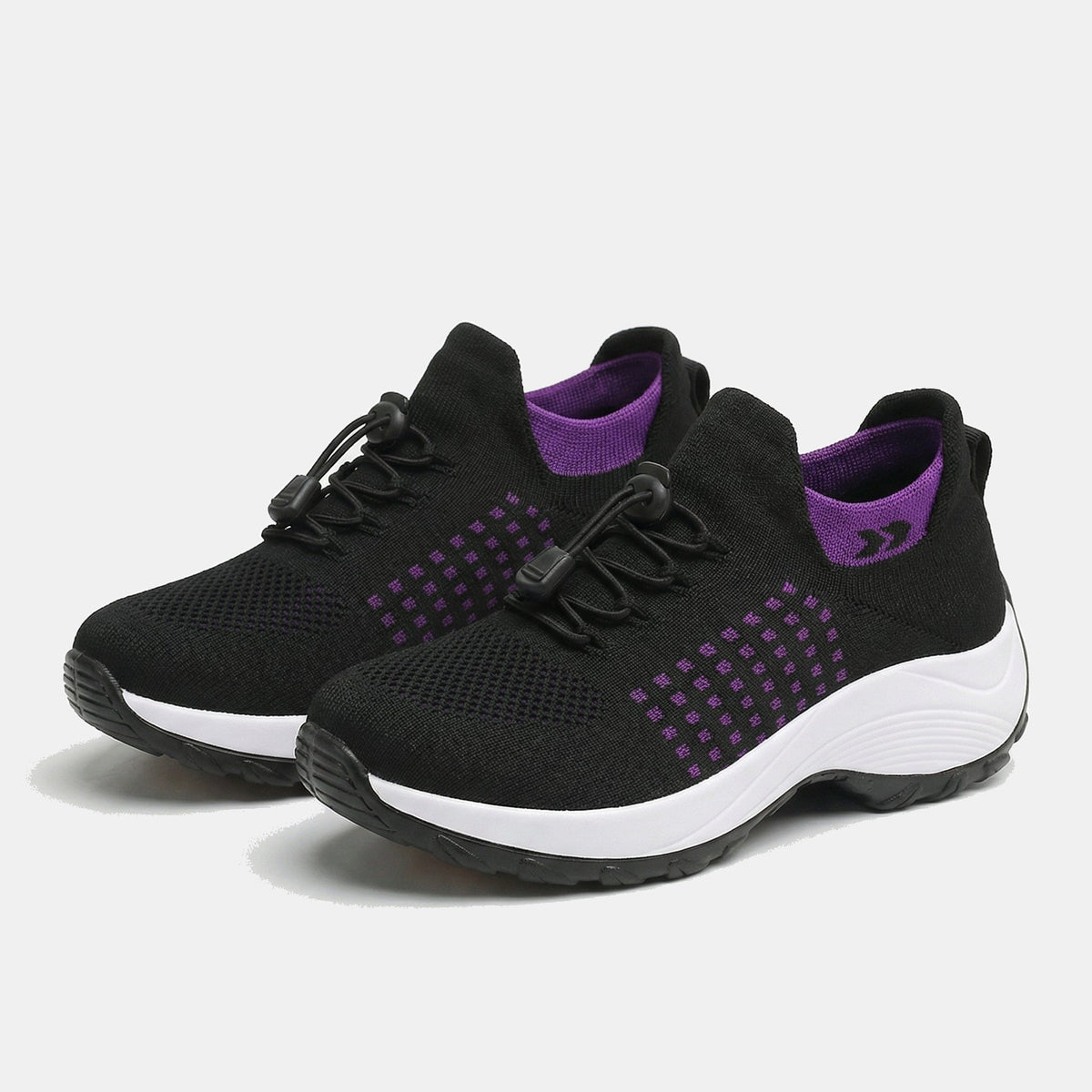 Ava – Orthopedic Knit Fabric Shoes in Purple & Black
