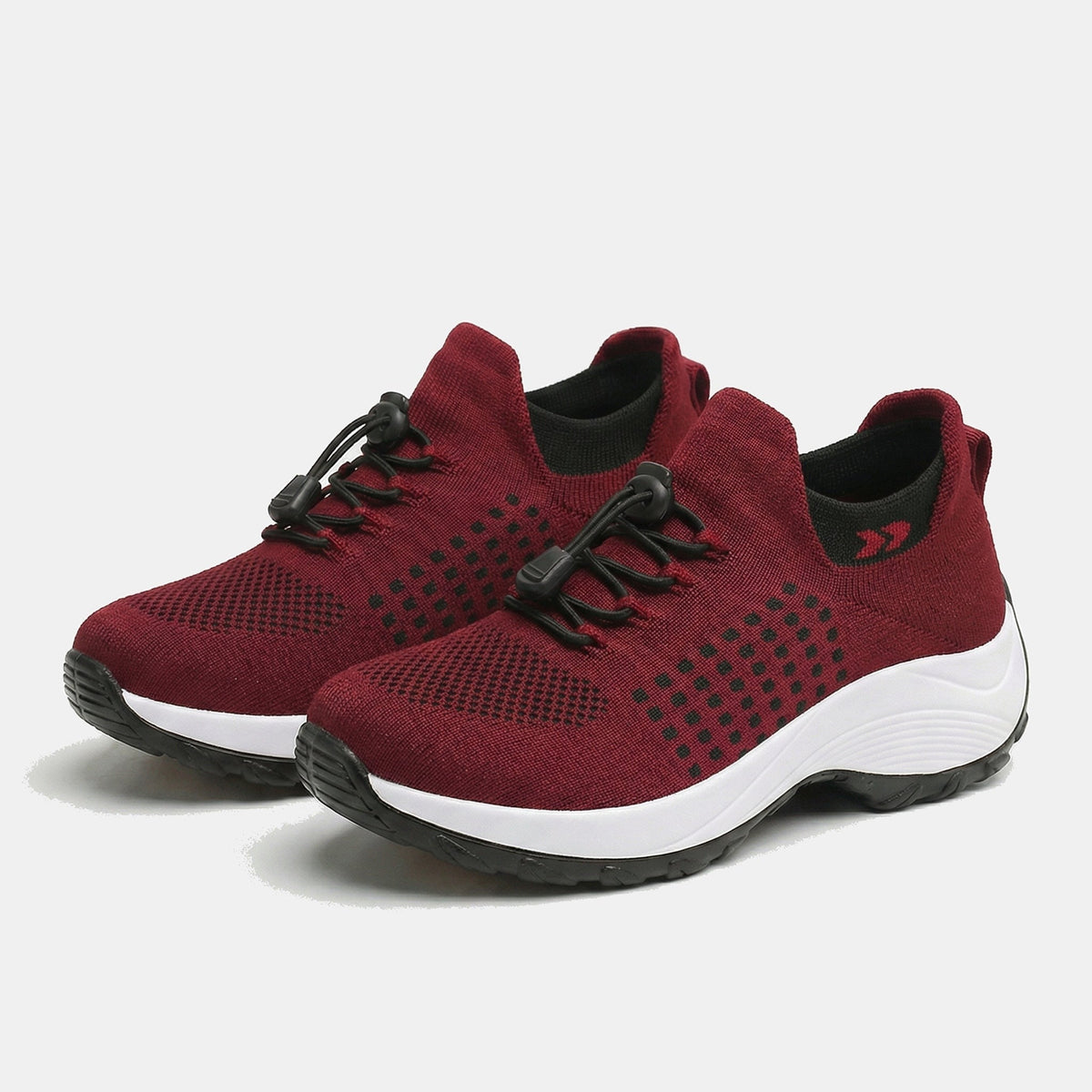 June – Orthopedic Knit Fabric Shoes in Black & Red