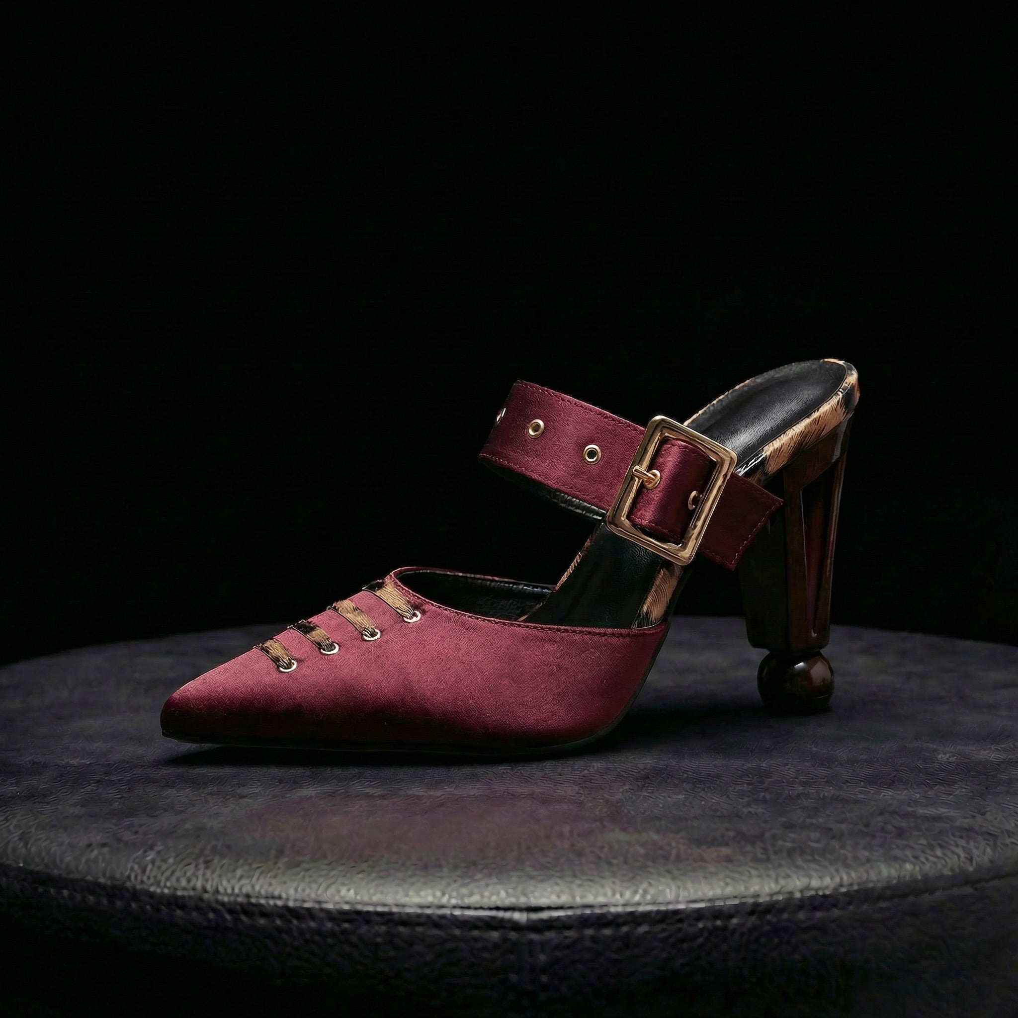 Serena Buckle Mule Heel