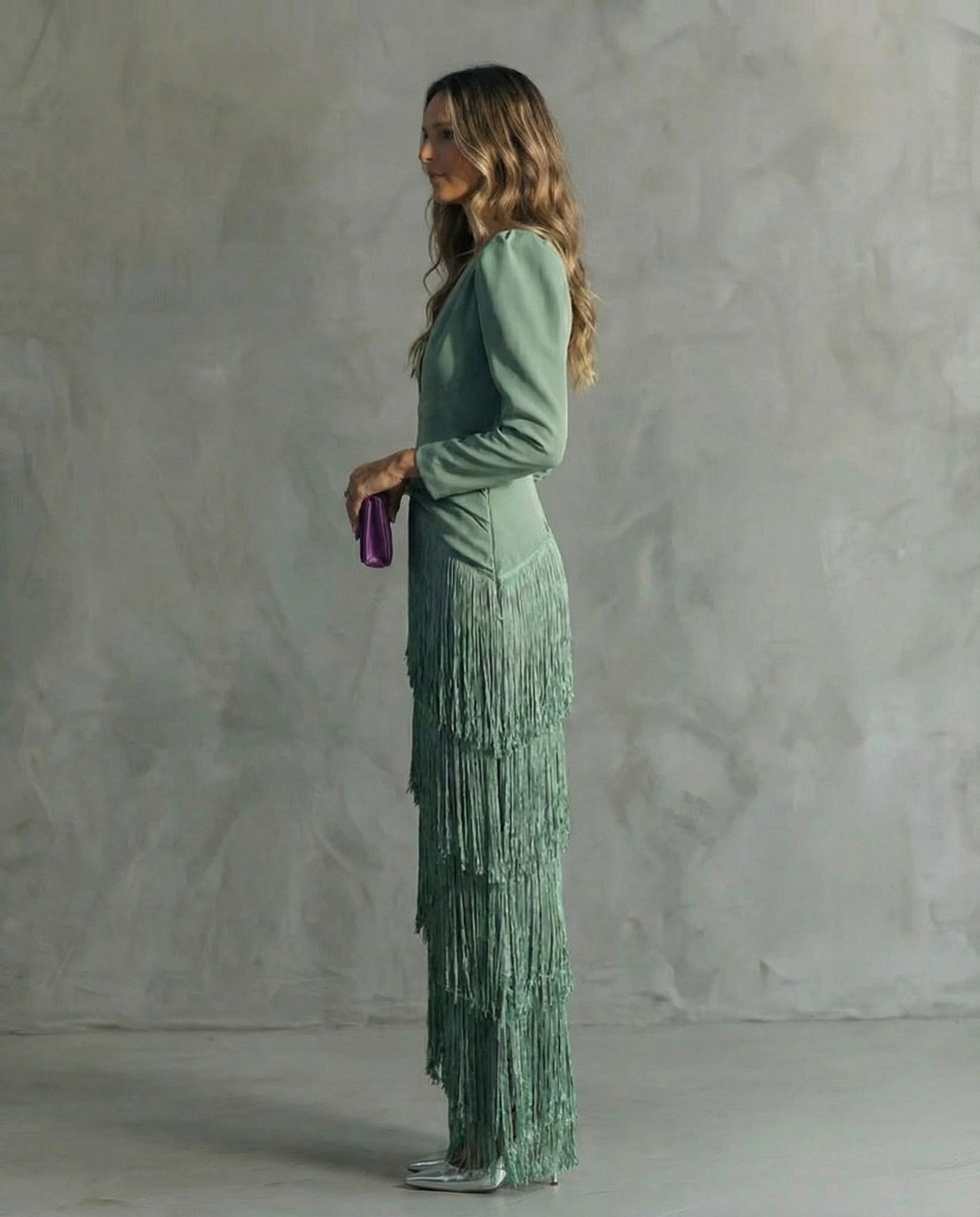 Isabella | Elegant Dress with Fringe Sleeves